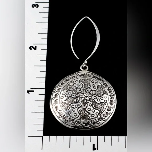 Handmade 925 Sterling Silver Circle Dangle Earrings (Brand New ) - Picture 3 of 3